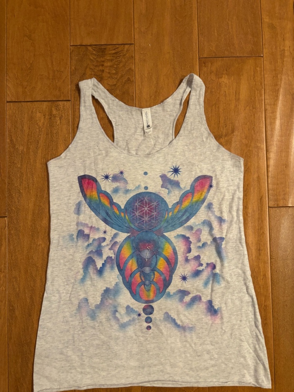 Heather Gray Women's Racerback Tank with Rainbow Graphic